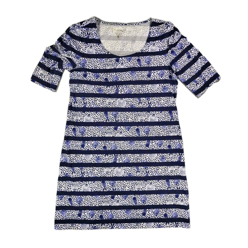 Lilly Pulitzer La Jolla Stretch T-Shirt Dress in High Tide Heart and Sole Stripe